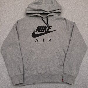 Nike Air Fleece Pullover Hoodie Men's Small Gray‎ Hooded Sweatshirt Big Logo